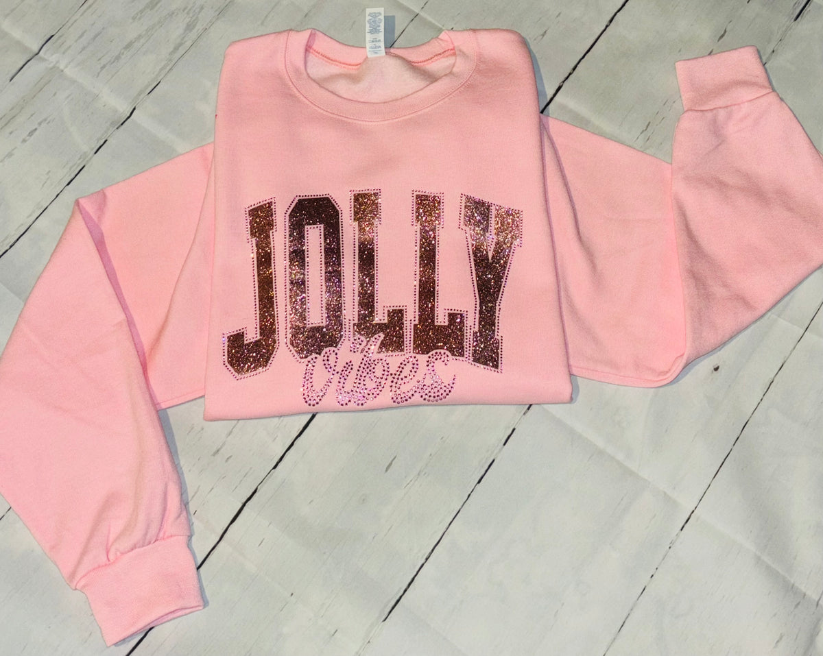 RHINESTONE GLITTER JOLLY VIBES SWEATSHIRT