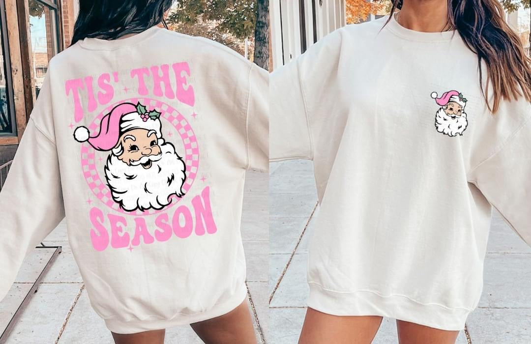 FRONT/BACK PINK TIS THE SEASON SWEATER