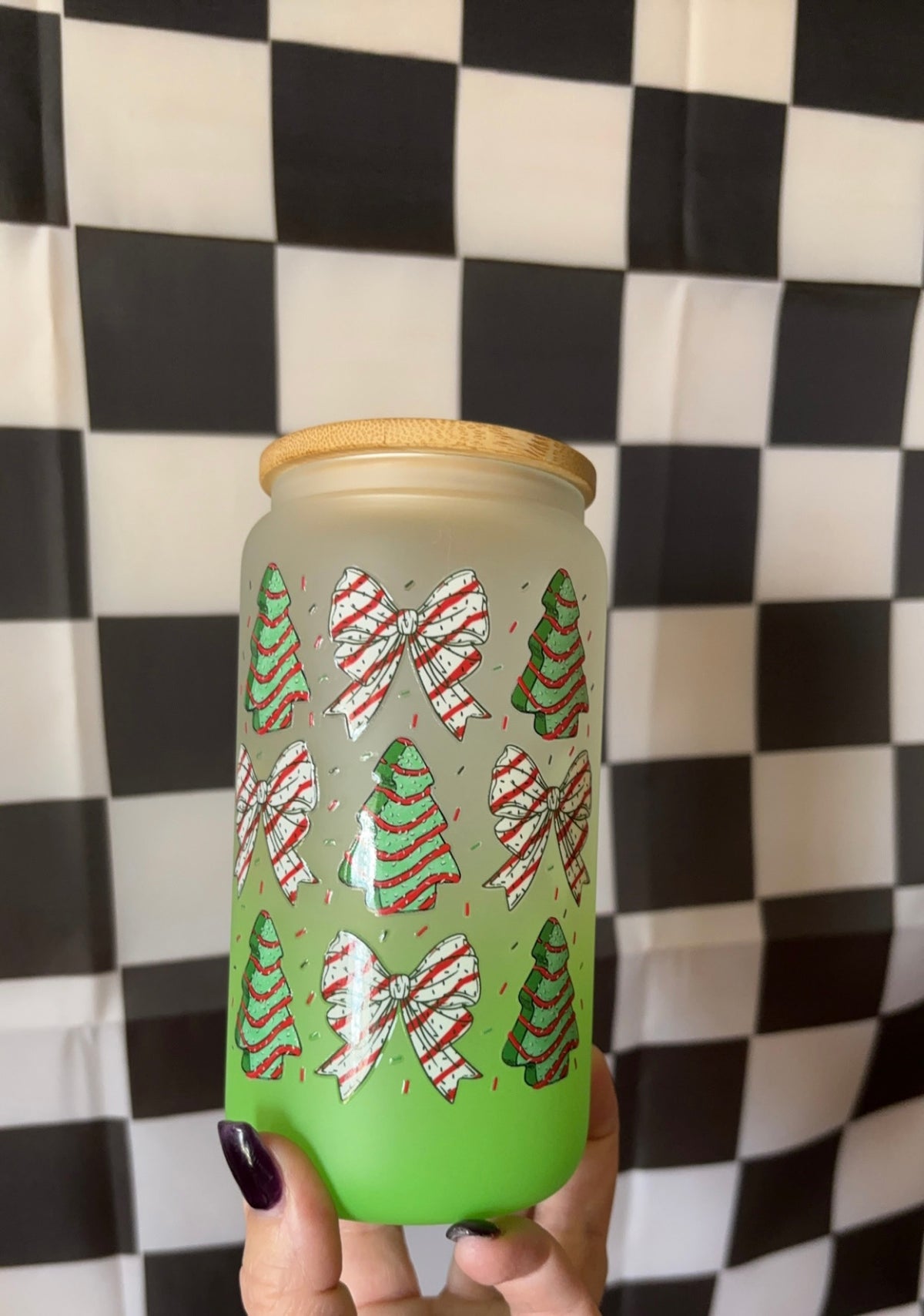 16oz green ombre christmas tree cup