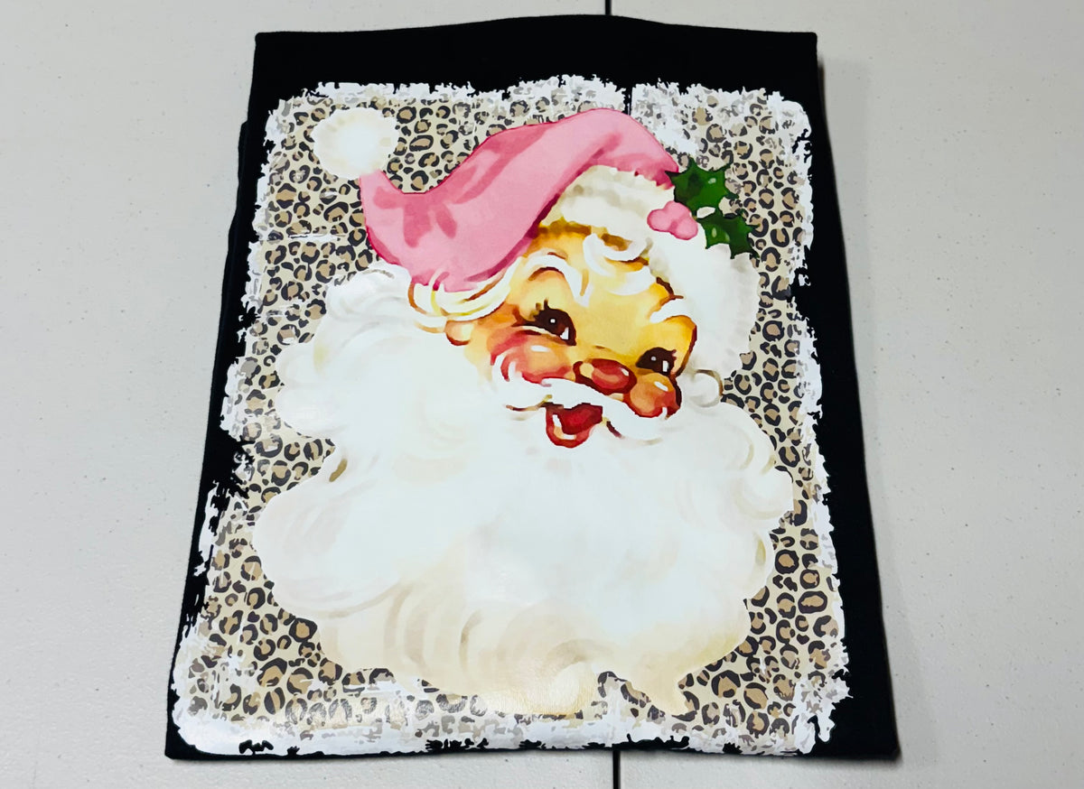 PINK CHEETAH SANTA TEE