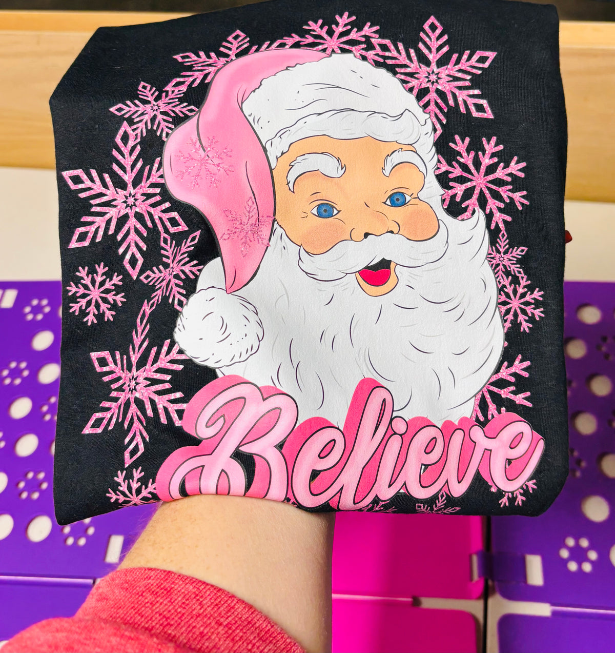 Pink Believe Santa Tee
