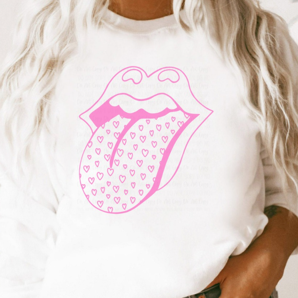 PINK HEART LIPS SWEATER